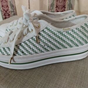 Keds Women's White and Green Sneakers